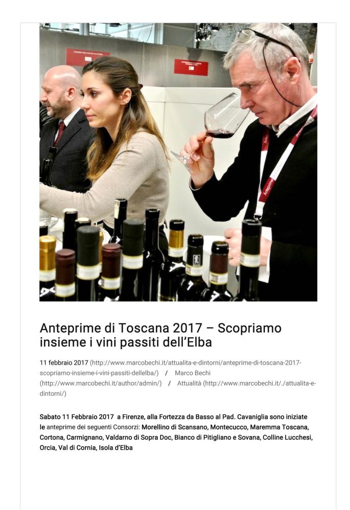 Anteprime di Toscana 2017  Scopriamo insieme i vini passiti dellElba