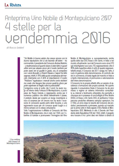 Anteprima Vino Nobile di Montepulciano 2017 - 4 stelle per la vendemmia 2016