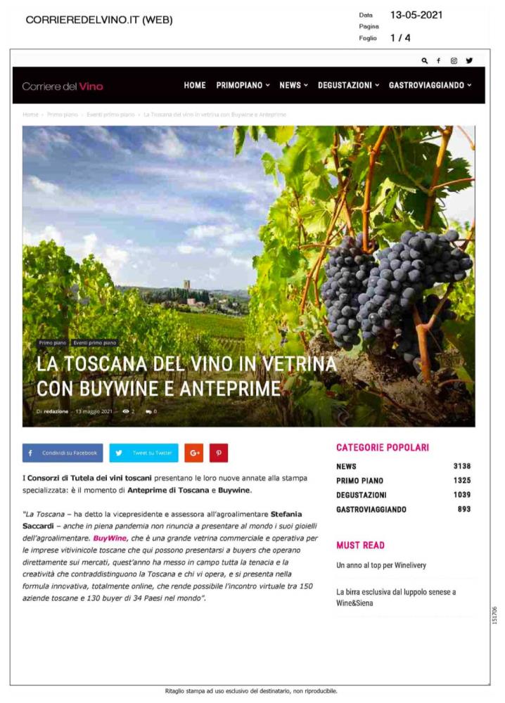 La Toscana del vino in vetrina con BuyWine e Anteprime