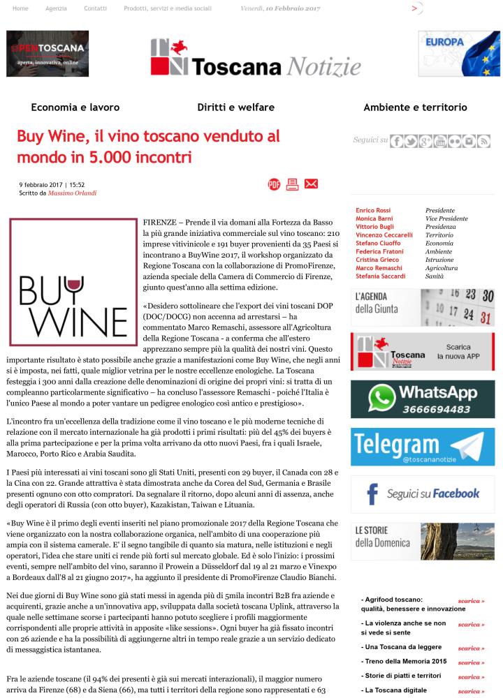 Buy Wine, il vino toscano venduto al mondo in 5.000 incontri