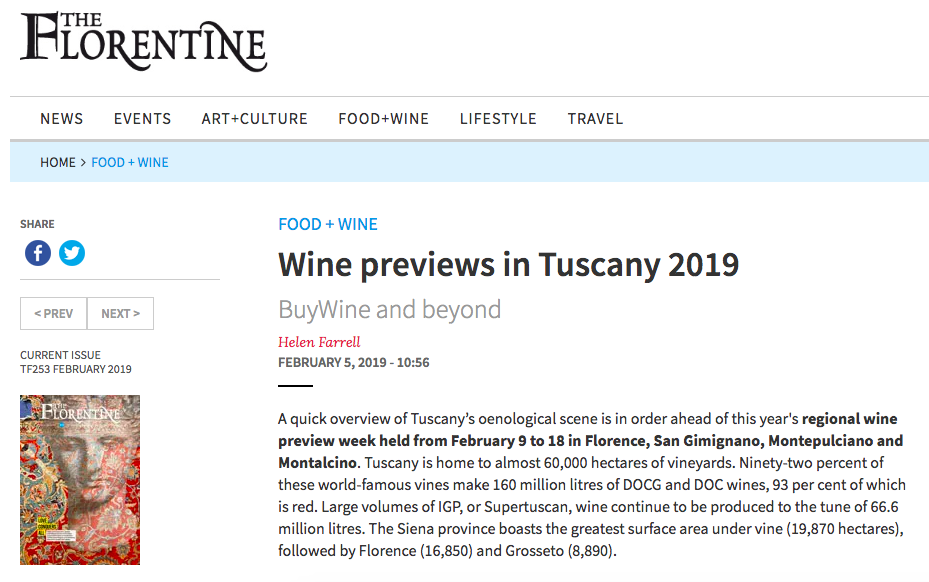 Wine previews in Tuscany 2019