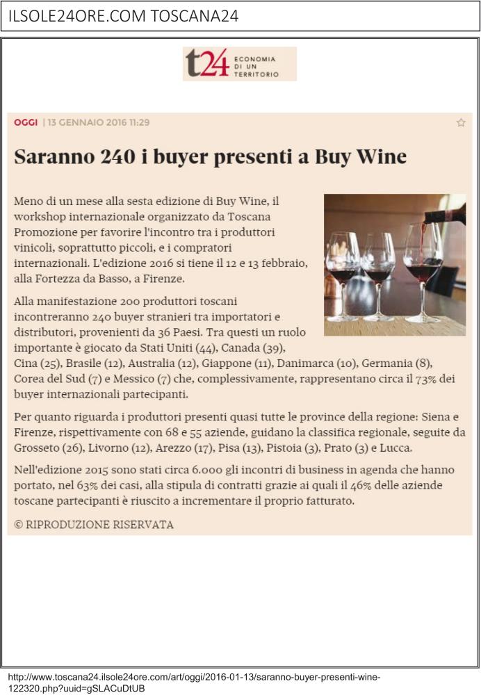 Saranno 240 i buyer presenti a Buy Wine
