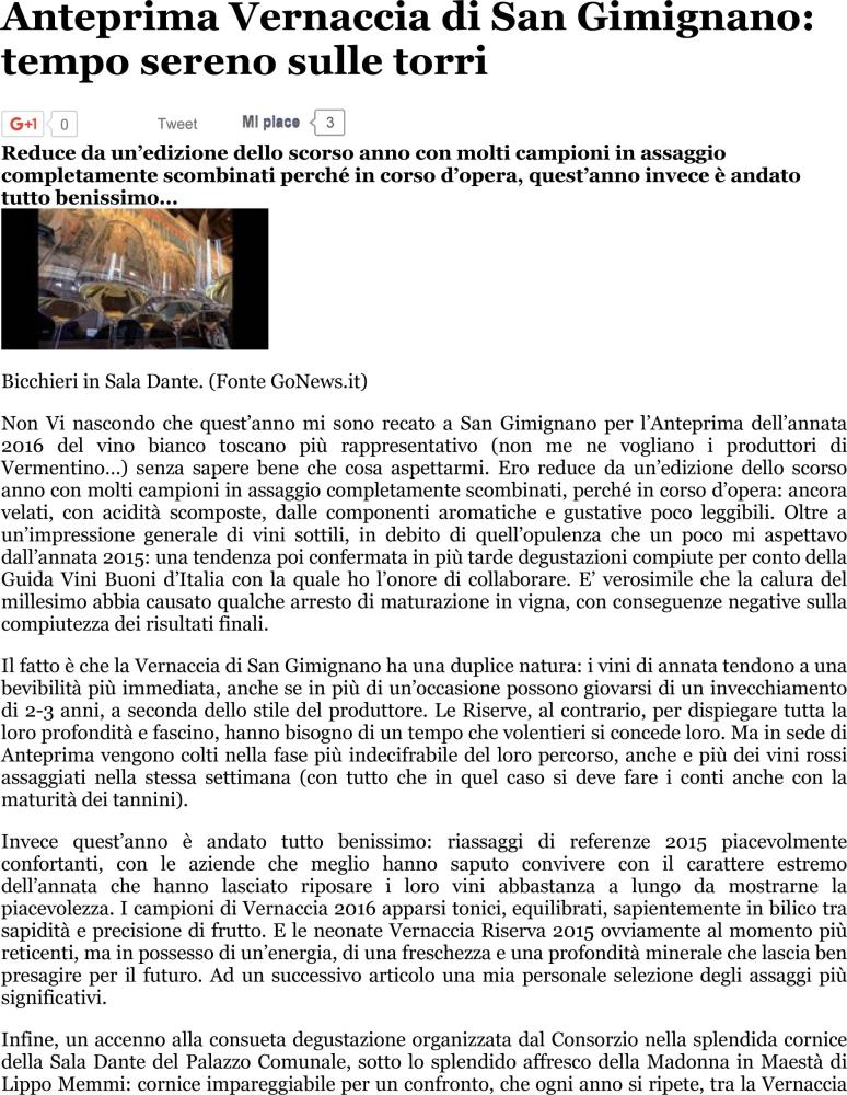 Anteprima Vernaccia di San Gimignano: tempo sereno sulle torri