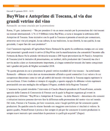 BuyWine e Anteprime di Toscana, al via due grandi vetrine del vino